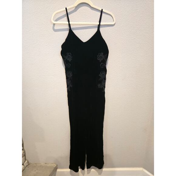 Sandro Paris Women's Black Velvet Floral Embroidered Long Dress 38 NWT - Picture 2 of 14